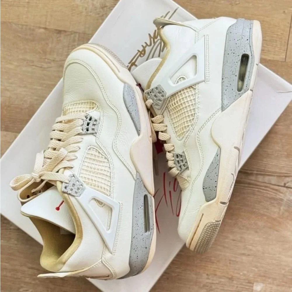 Custom Air Jordan 4 White Oreo Shoes, Size 8.5 - Picture 1 of 1